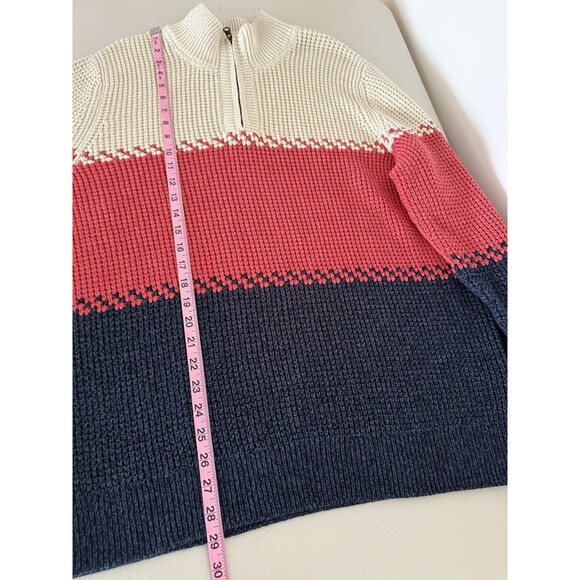 L.L.Bean 100% Organic Cotton Waffle Knit 1/4 Zip Pullover Sweater Men Size L - Picture 5 of 9